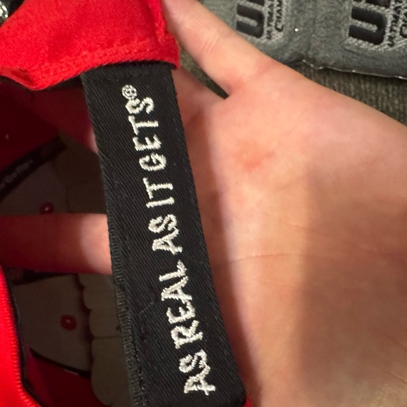 UFC Red and Black Cap with Gray Wristbands - Picture 2 of 3